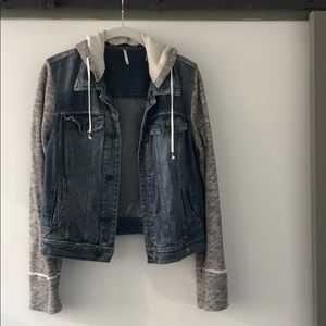 Free People Knit Hooded Denim Jacket